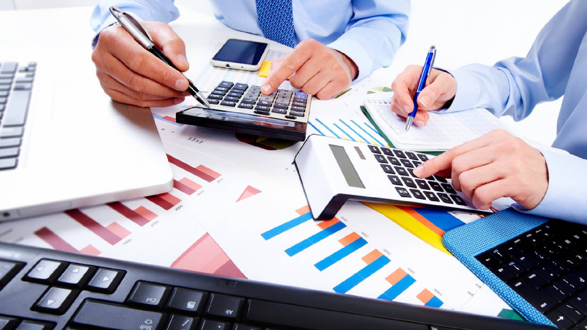 Financial advisors helping clients